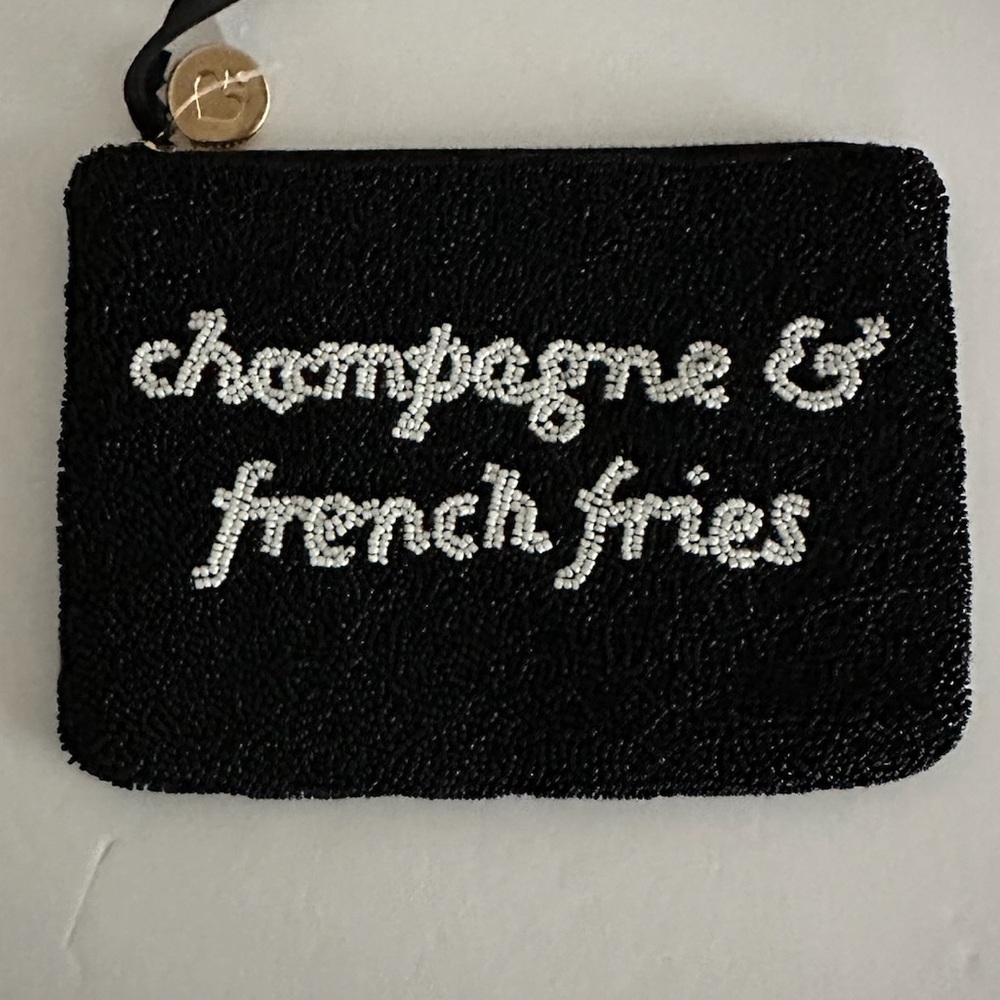 NWT Kate Spade Target New York - Champagne & French Fries Beaded Clutch Black - Picture 2 of 11